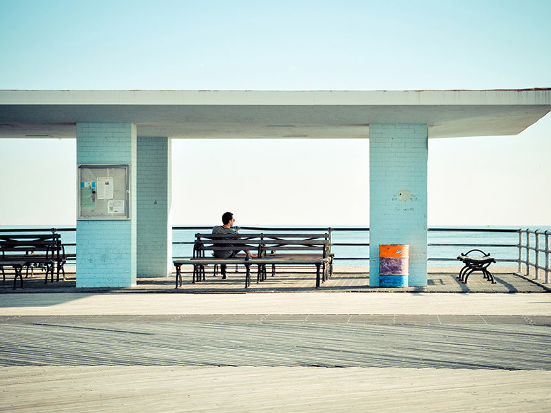 Pier photograph with solitary bench