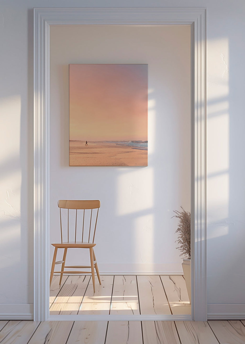 Landscape art: pastel beach at sunrise – Canvas