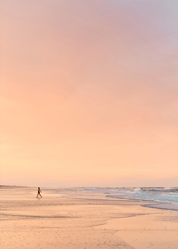 Landscape art: pastel beach at sunrise