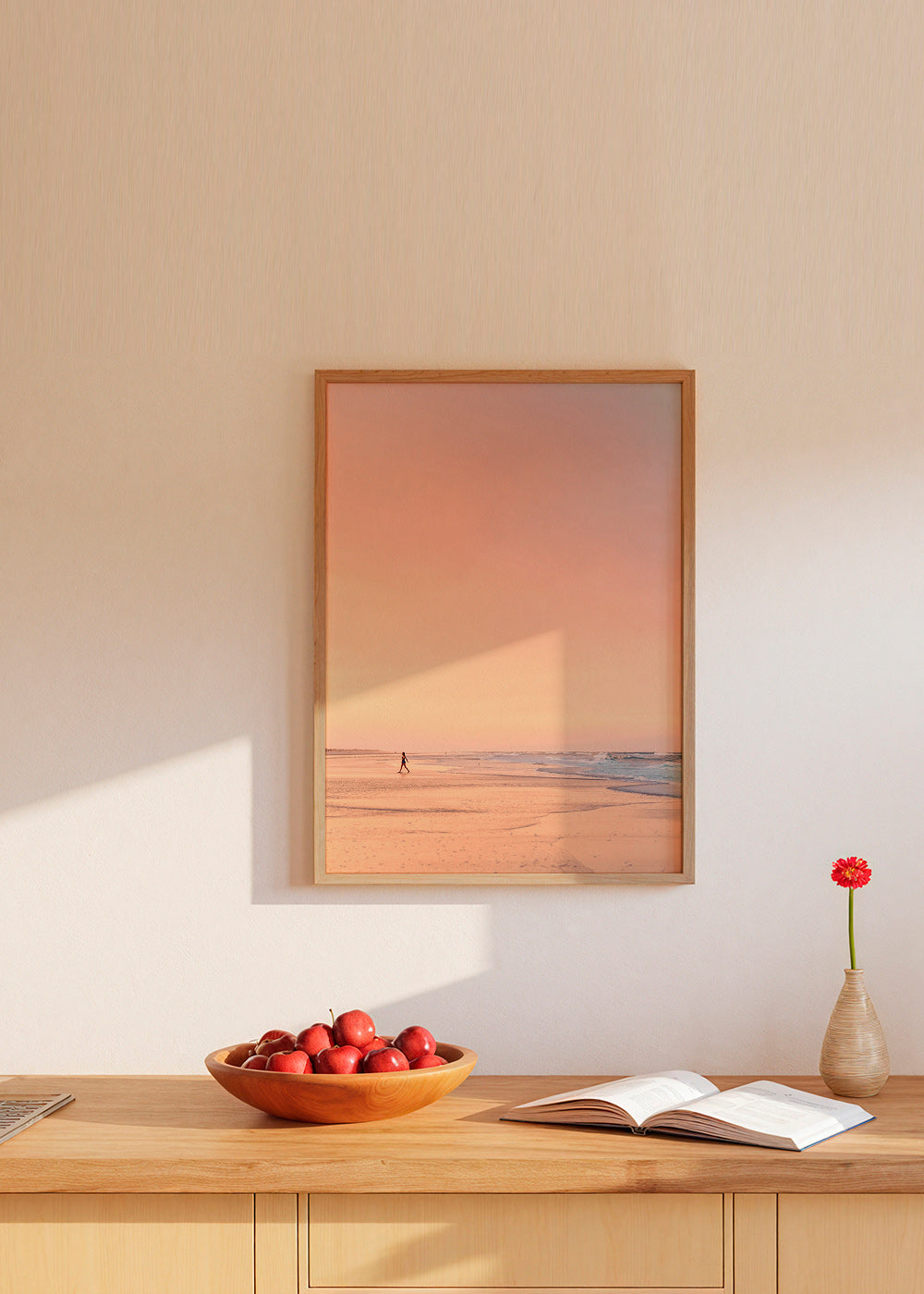 Landscape art: pastel beach at sunrise – Product1