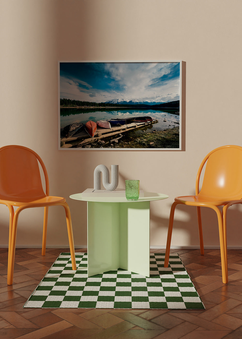 Landscape art: canoes on a wooden jetty – Product2
