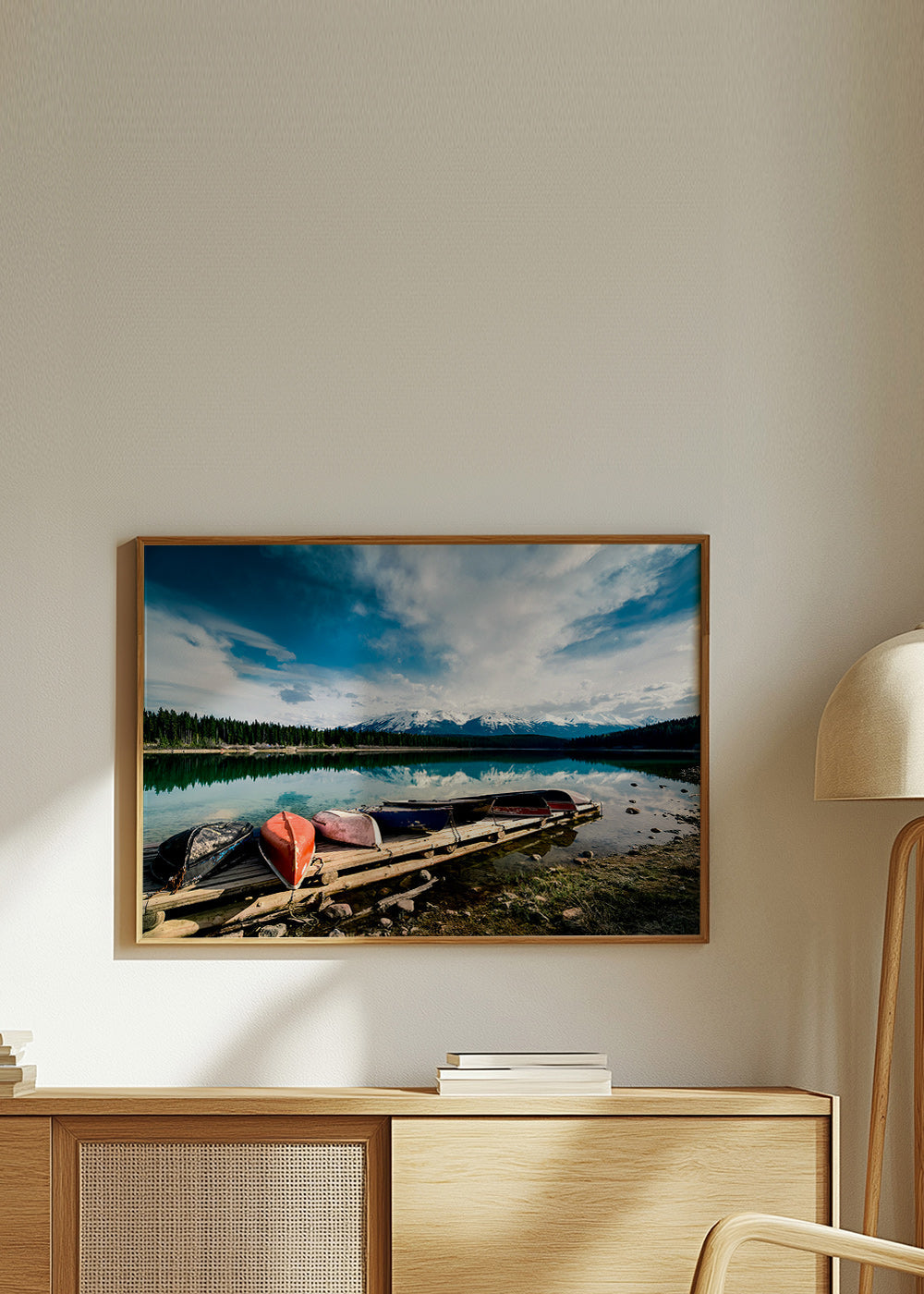 Landscape art: canoes on a wooden jetty – Product3