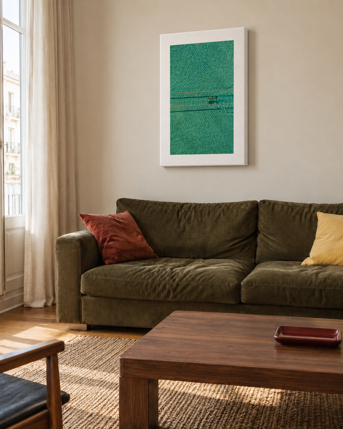 Swimmer - Unframed canvas in an interior