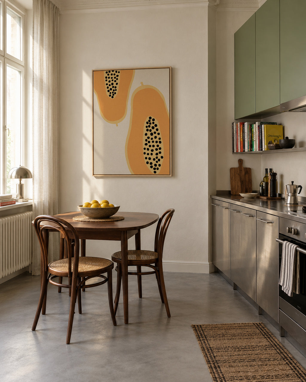 Papaya Fruit - Framed canvas in an interior