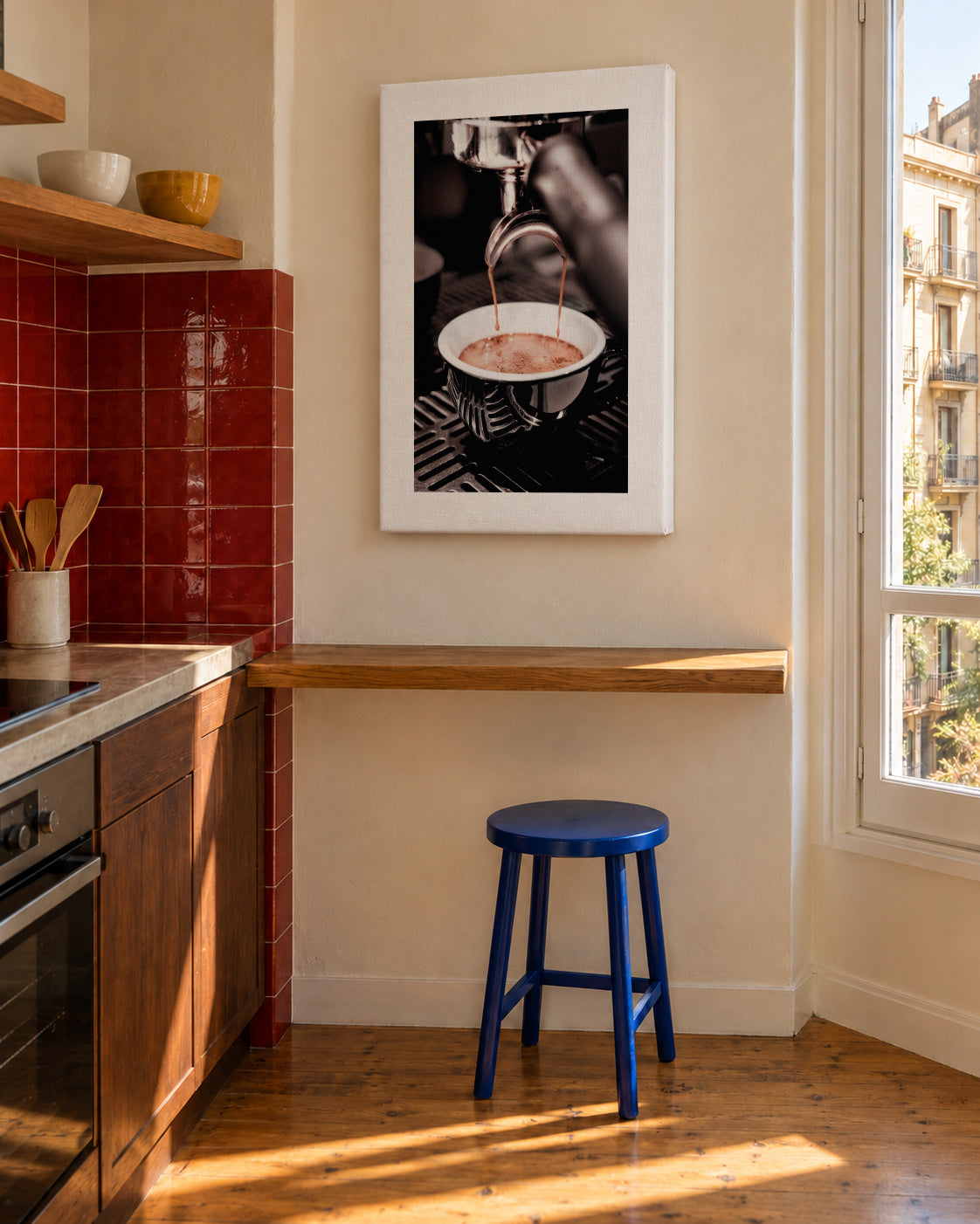 Coffee V - Unframed canvas in an interior