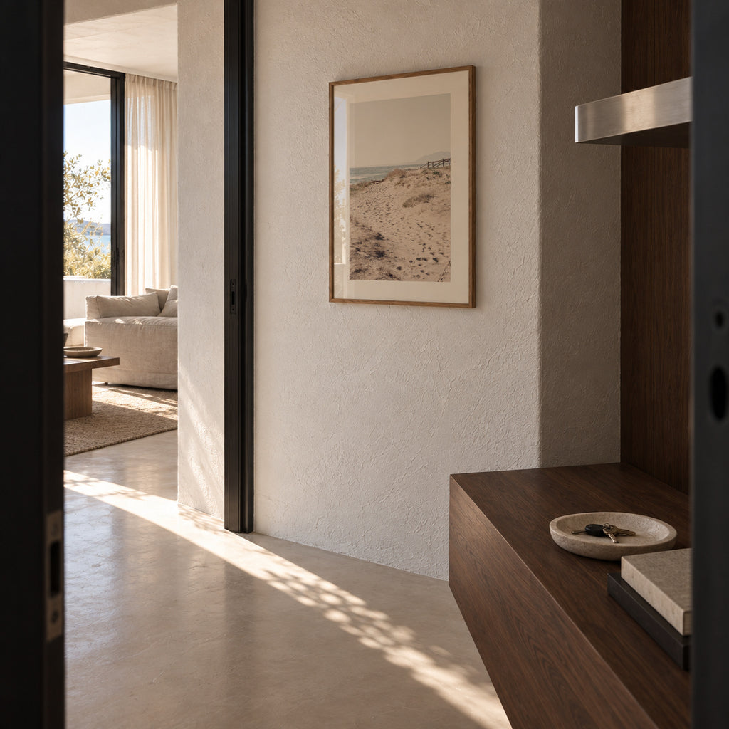 Beach VIII - Framed poster in an interior