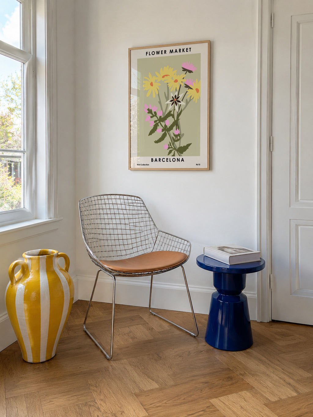 Flower Market Barcelona - Framed poster in an interior