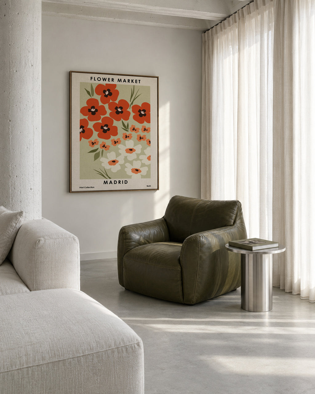 Flower Market Madrid - Framed canvas in an interior
