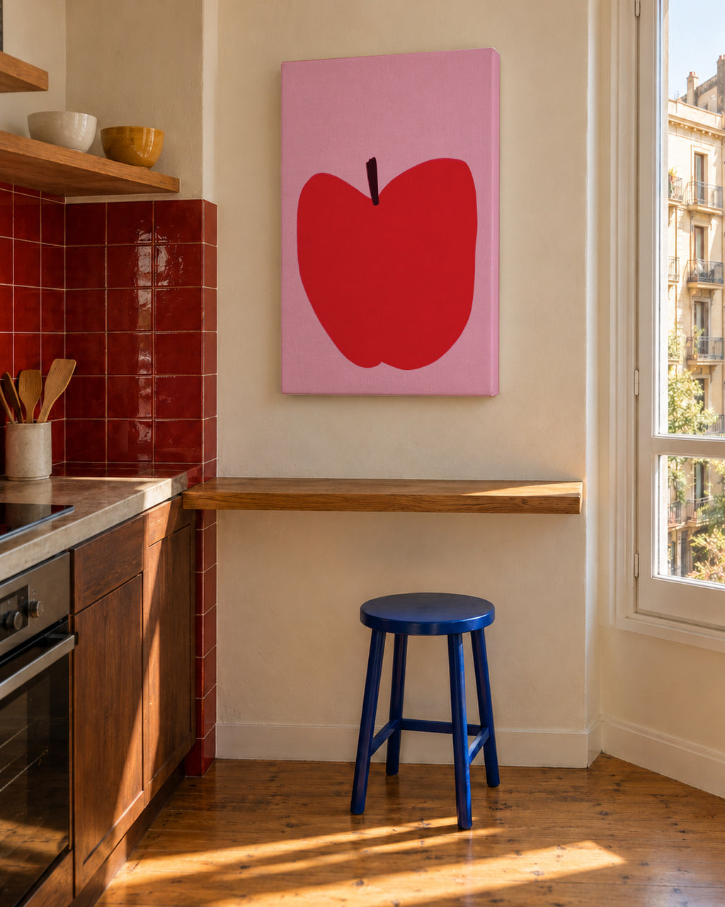 Apple - Unframed canvas in an interior