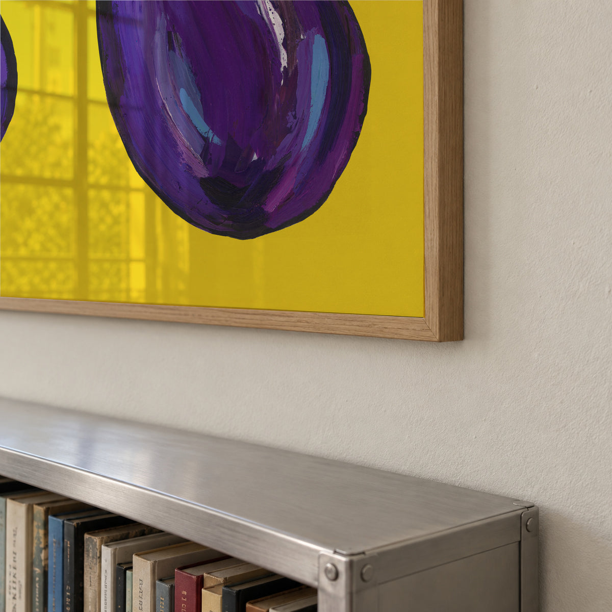 Aubergines On Yellow - Framed poster detail