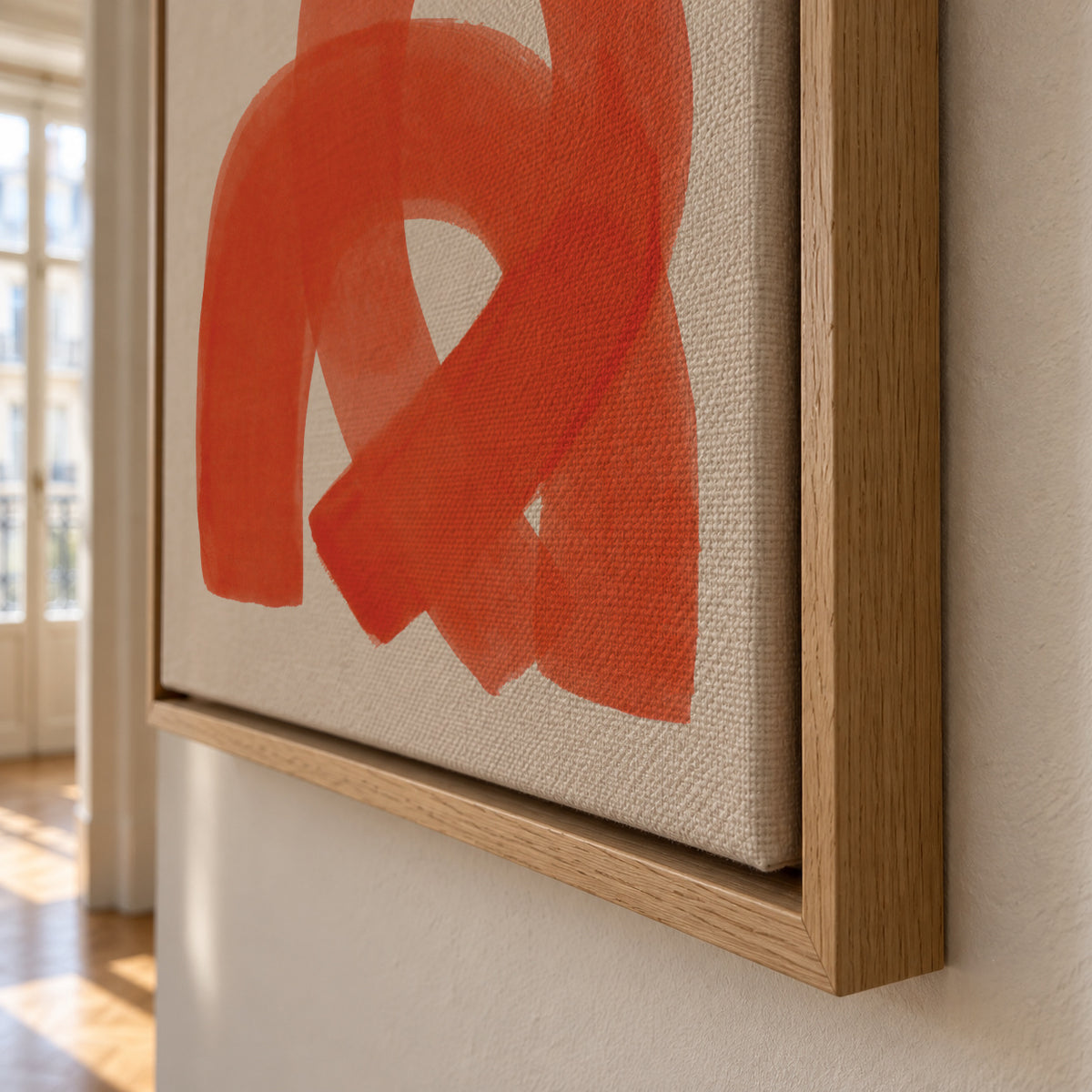Orange Strokes - Framed canvas detail