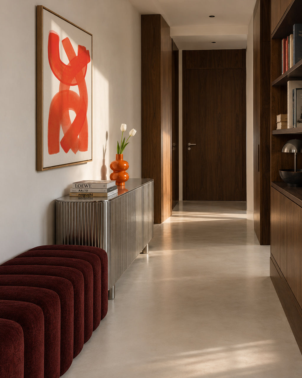 Orange Strokes - Framed canvas in an interior