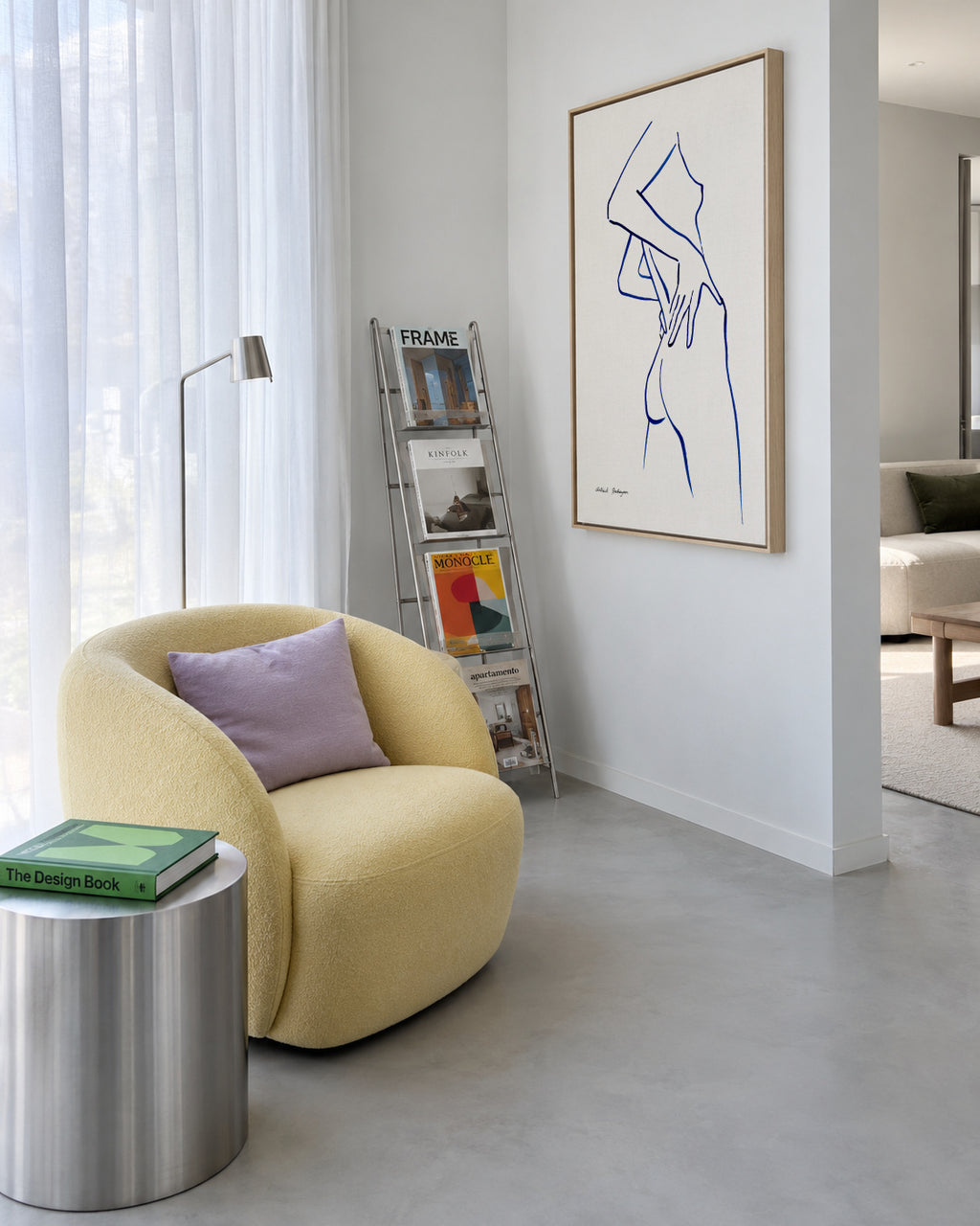 Blue line #1 - Framed canvas in an interior
