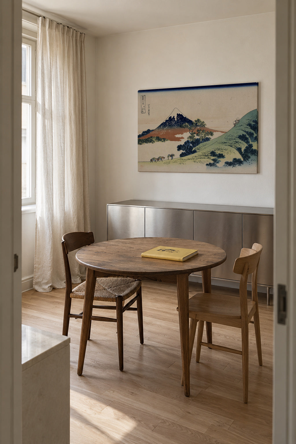 Inume Pass - Katsushika Hokusai - Unframed canvas in an interior
