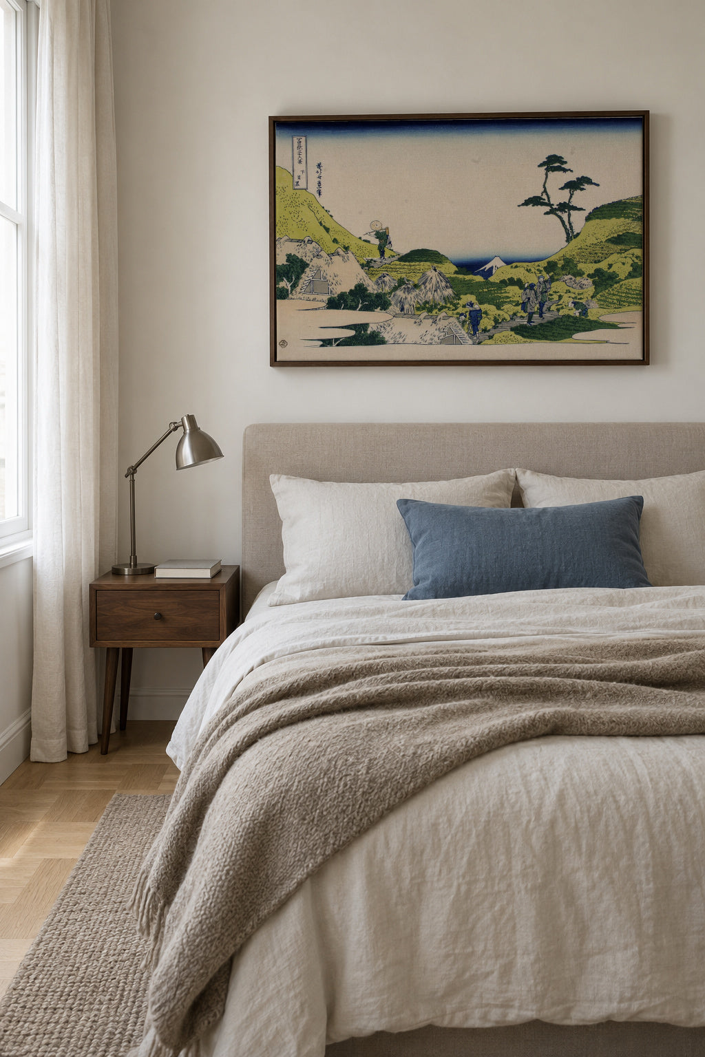Shimomeguro - Katsushika Hokusai - Framed canvas in an interior