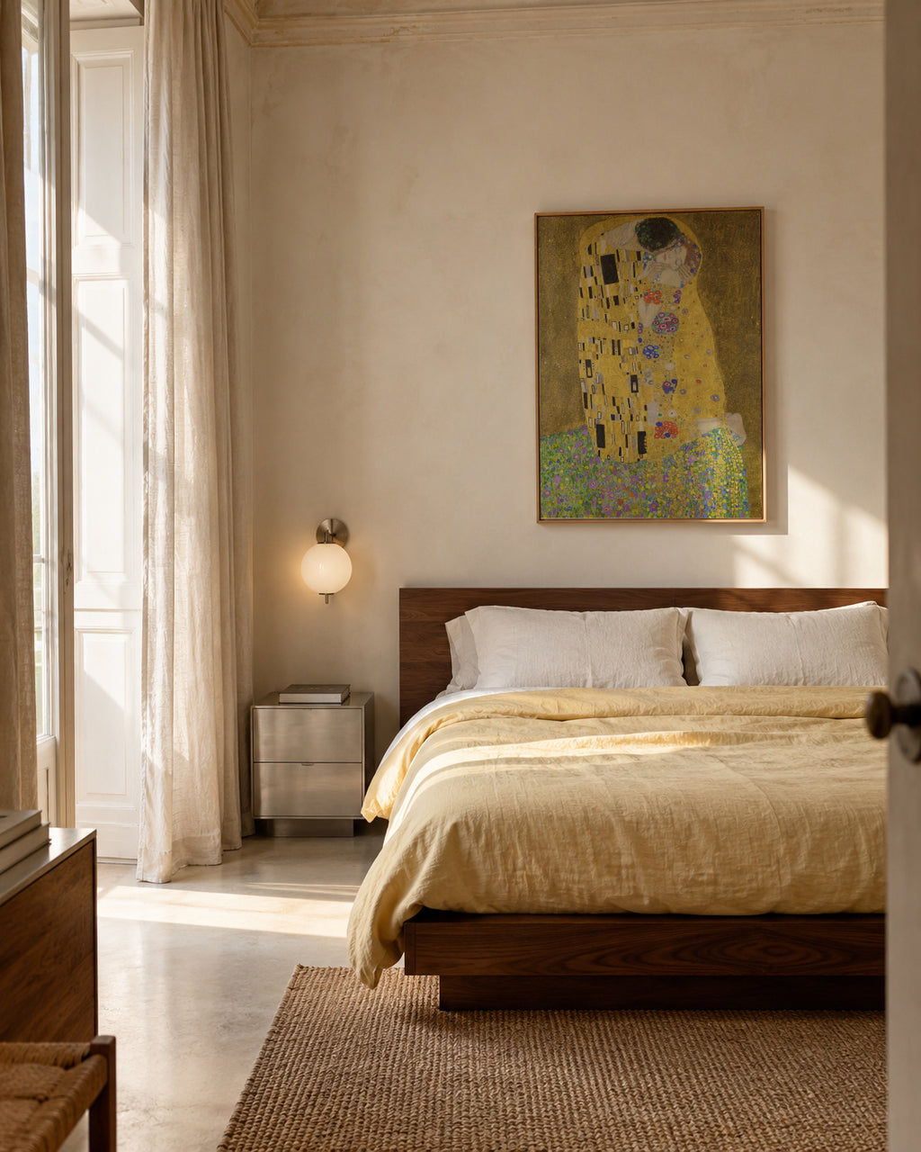 The Kiss - Gustav Klimt - Framed canvas in an interior