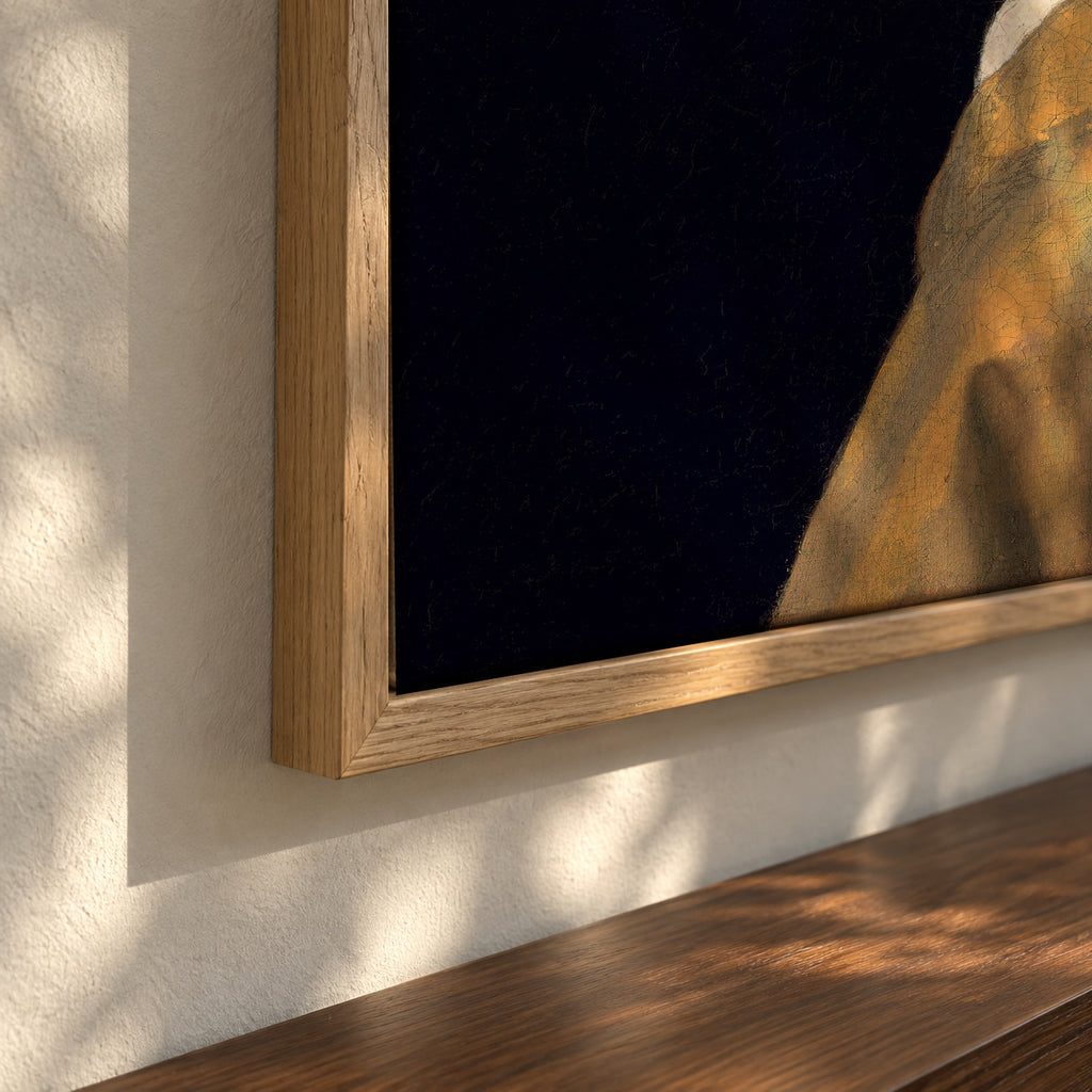Girl with a pearl earring - Johannes Vermeer - Framed canvas detail