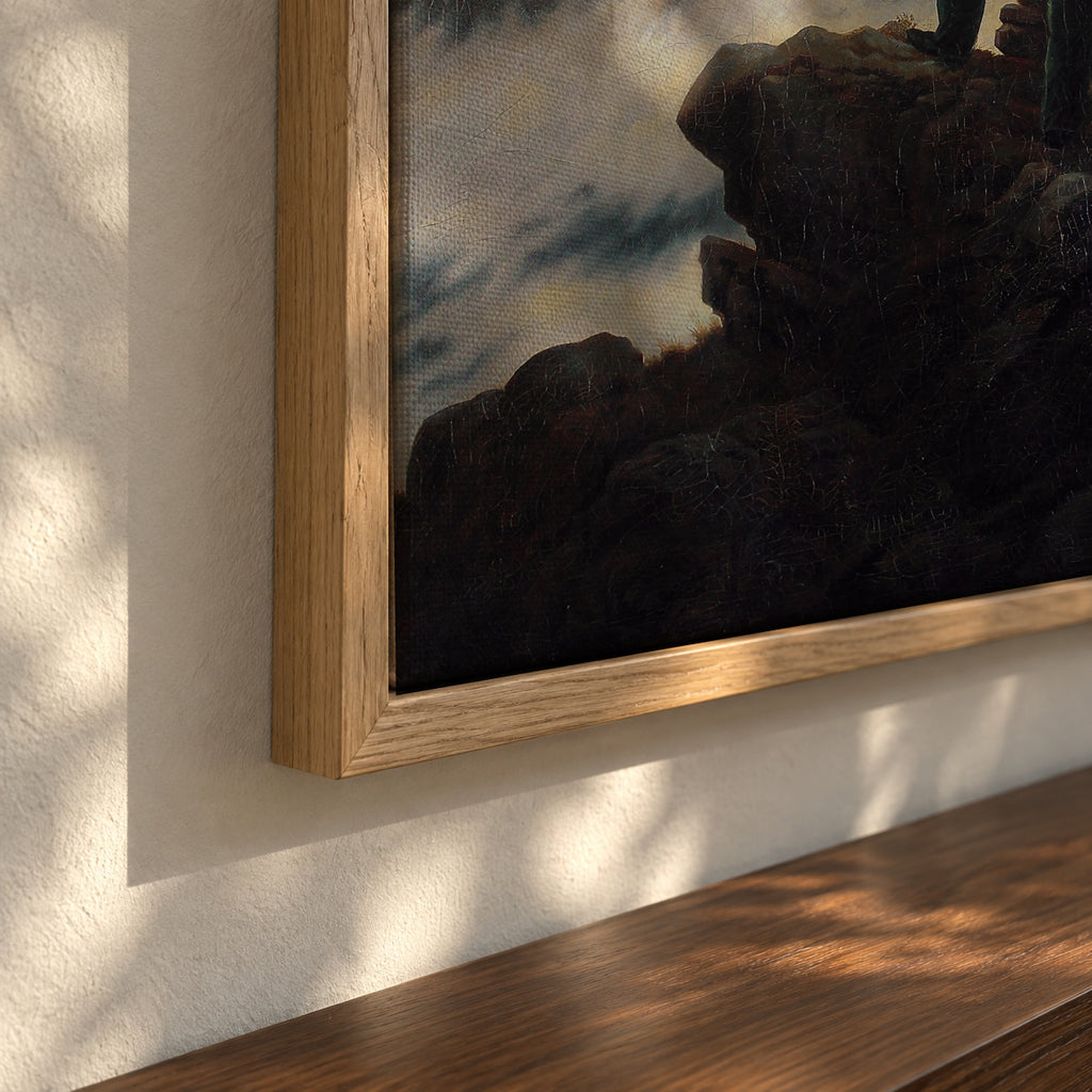 Wanderer Above the Sea of Fog - Caspar David Friedrich - Framed canvas detail