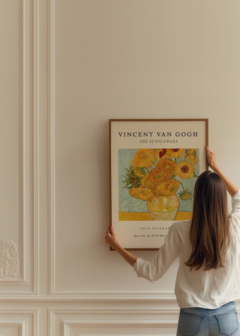 The Sunflowers Exhibition - Van Gogh - Framed poster in an interior