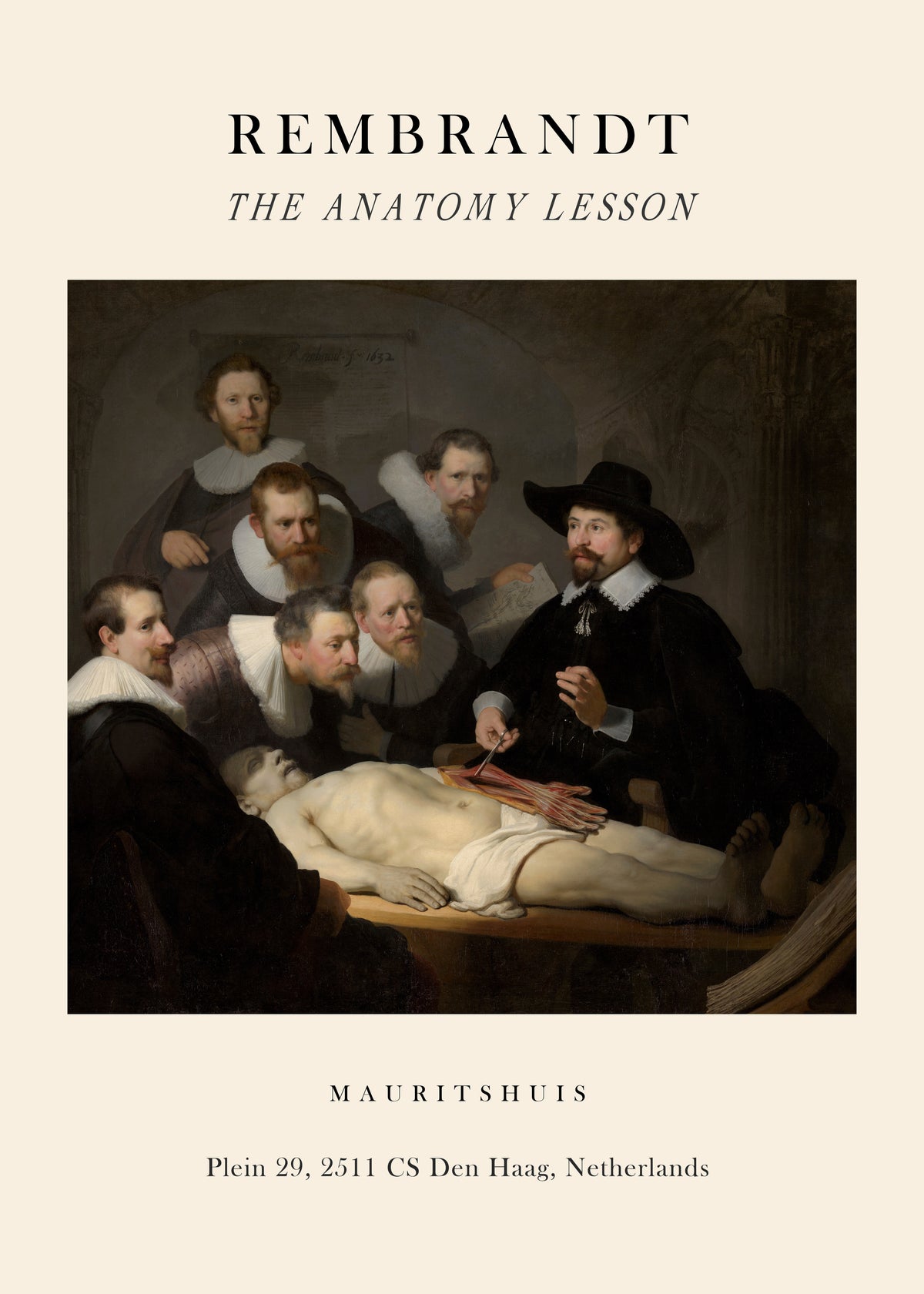 The Anatomy Lesson of Dr Nicolaes Tulp Exhibition - Rembrandt - Unframed art print