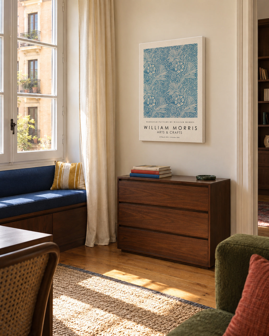 Marigold Pattern by William Morris Exhibition - Unframed canvas in an interior
