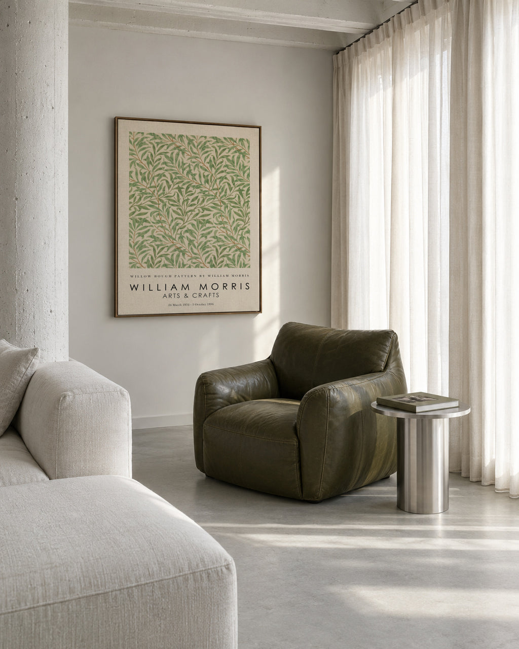 Willow Bough Pattern by William Morris Exhibition - Framed canvas in an interior