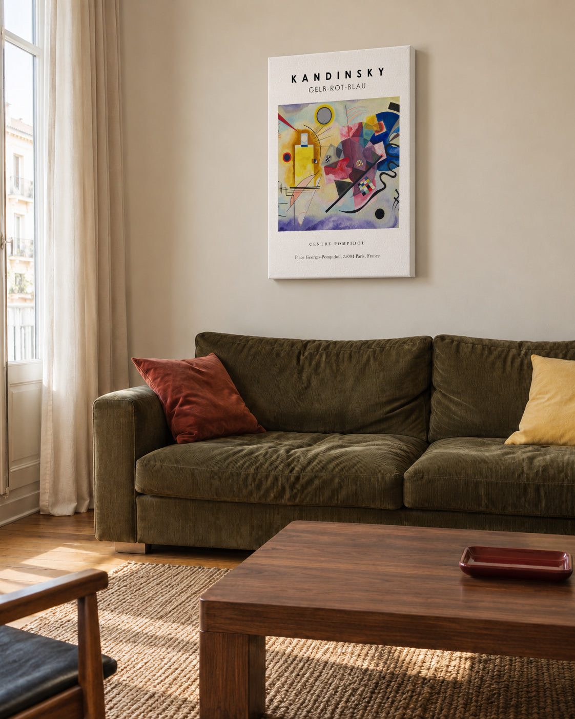 Gelb-Rot-Blau Exhibition White - Vasili Kandinsky - Unframed canvas in an interior