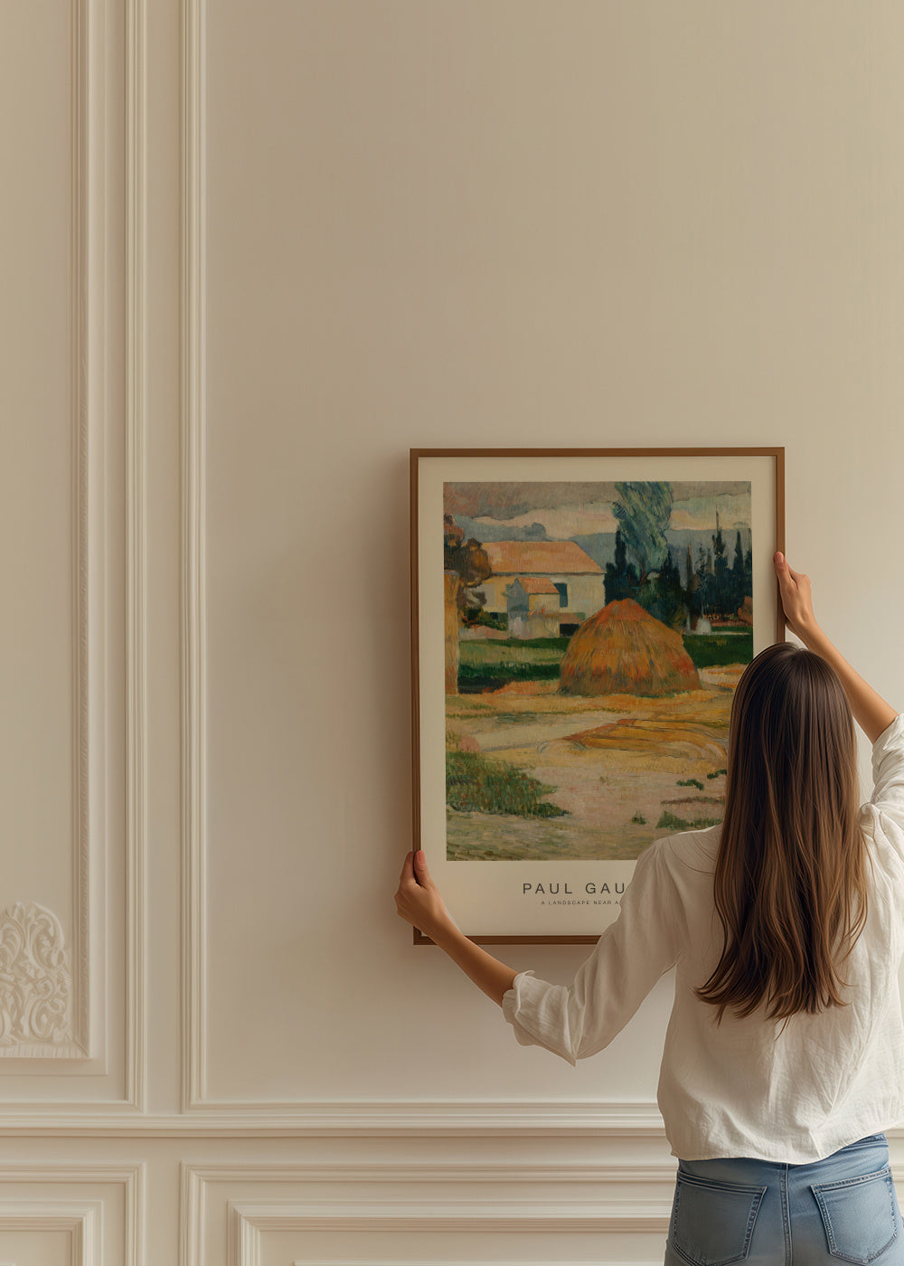 A Landscape Near Arles (Special Edition) - Paul Gauguin - Framed poster in an interior