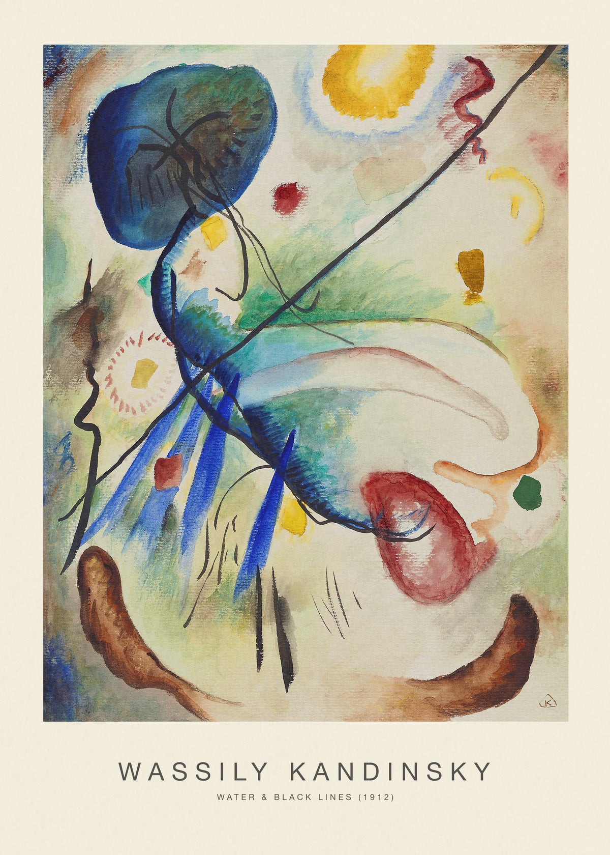 Water & Black Lines (Special Edition) - Wassily Kandinsky - Unframed art print