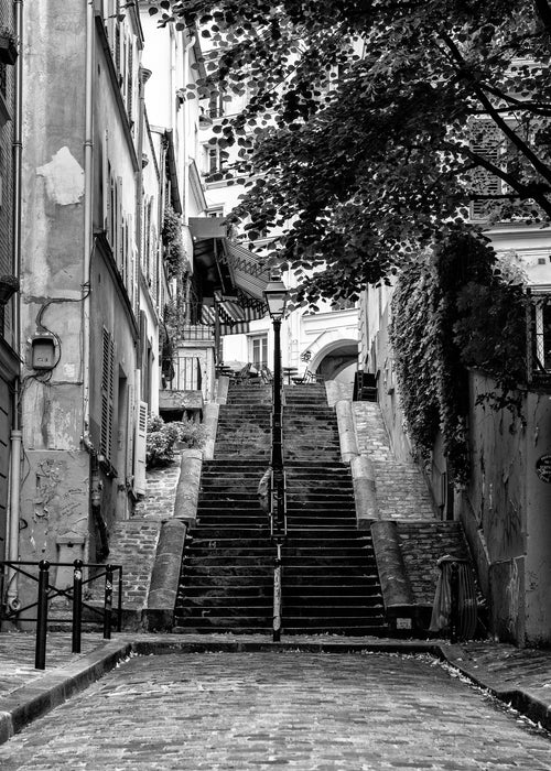 Black Montmartre - French Street - Unframed art print