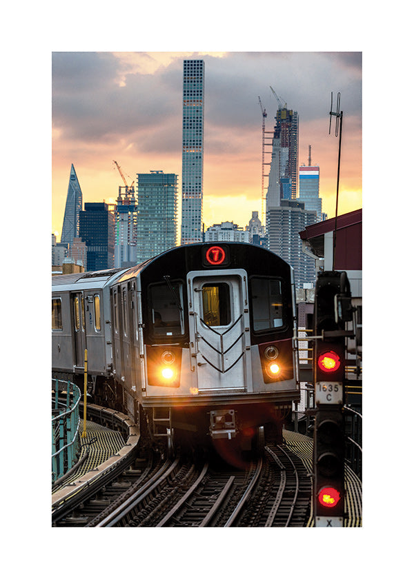 Travel poster: Subway 7 in the city sunset
