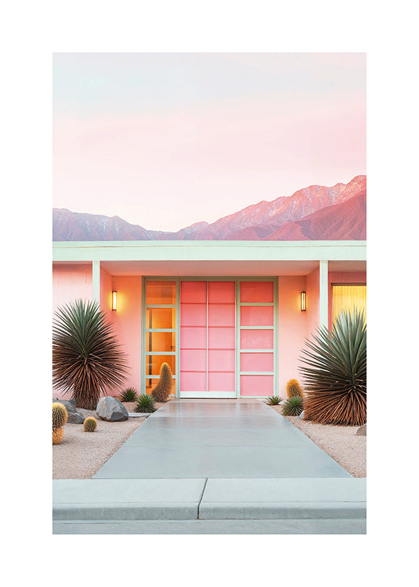 Botanical print Palm Springs pink