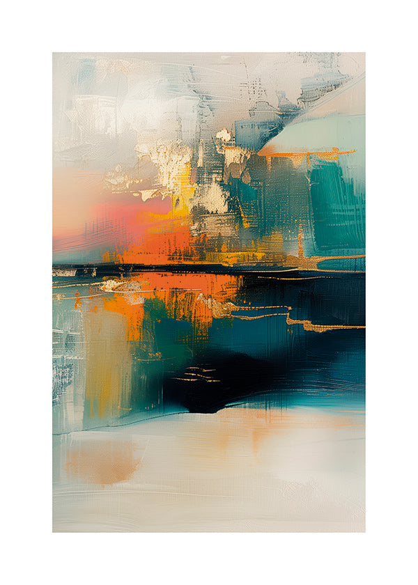 Abstract artwork with aquatic reflections