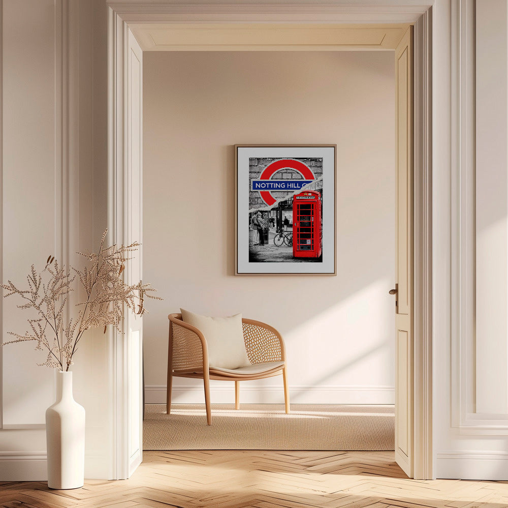 City art featuring a red phone box in Notting Hill – Canvas2