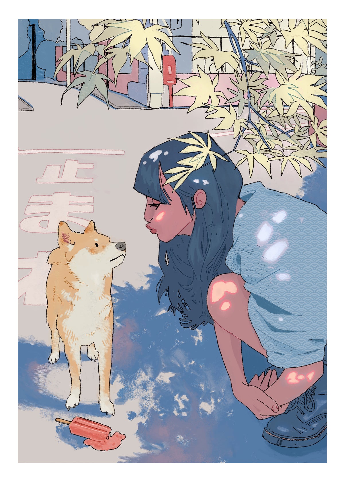 Girl & the Shiba - Unframed art print