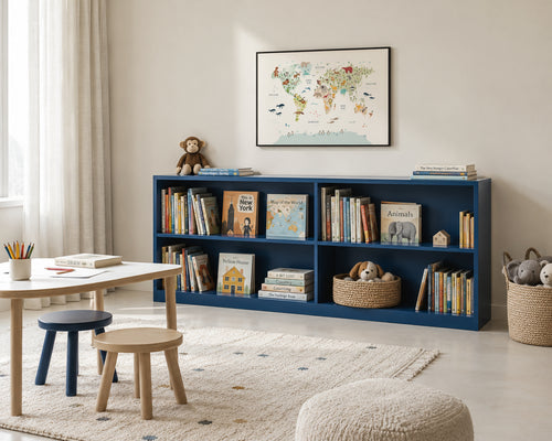 World Map with animals colours - Framed poster in an interior