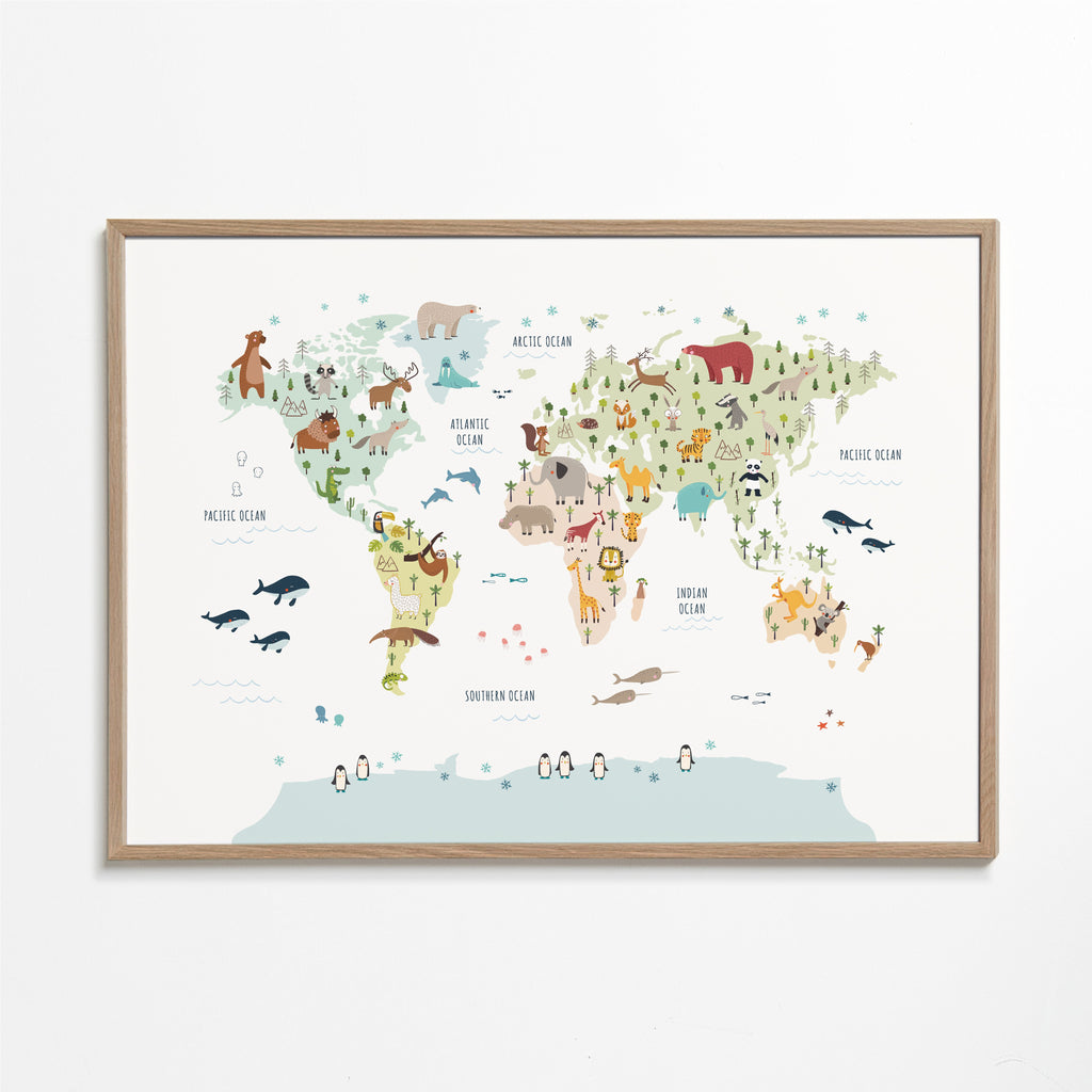 World Map with animals colours