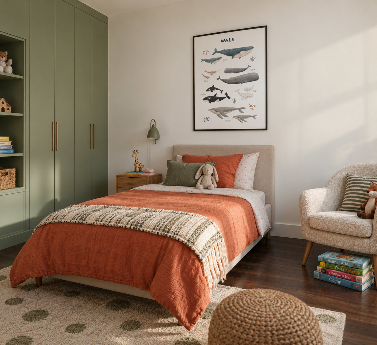 Ballenas fondo blanco (aleman) - Framed poster in an interior