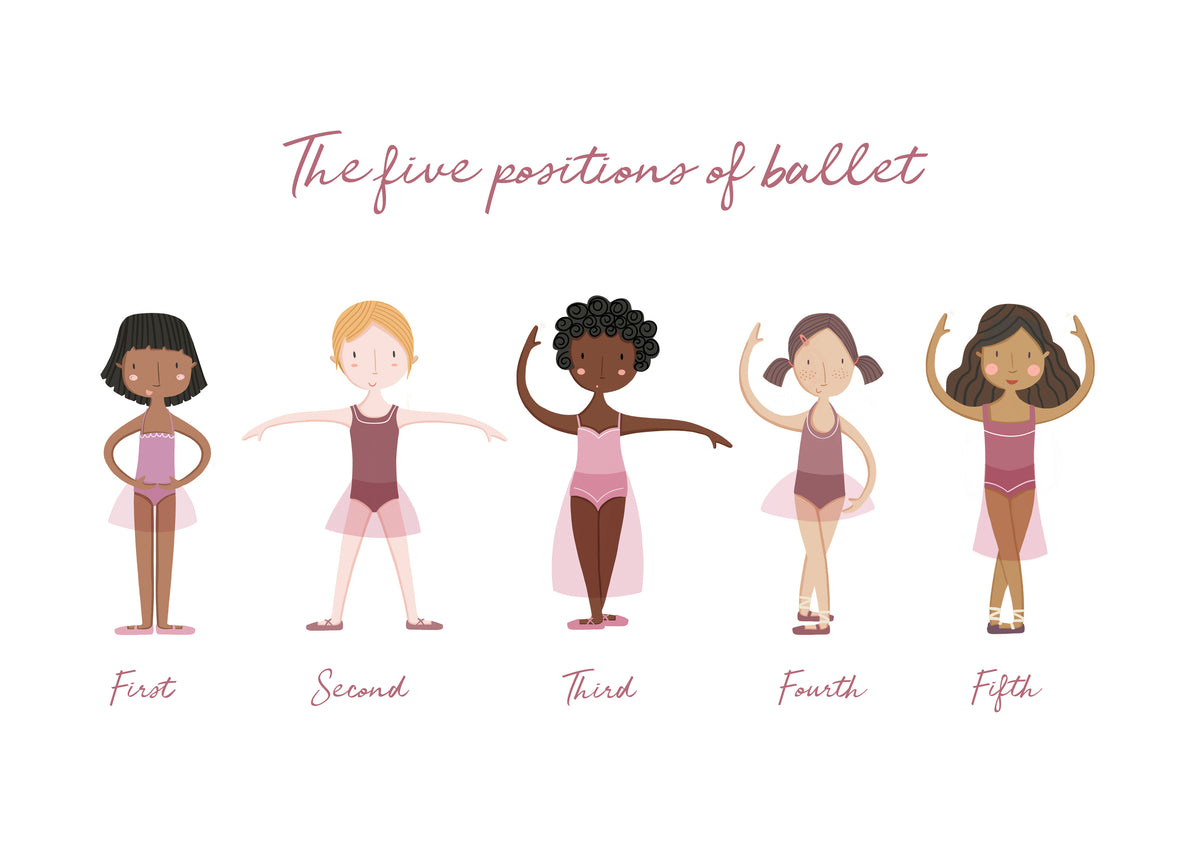 Las 5 posiciones de ballet (lila) - Unframed art print