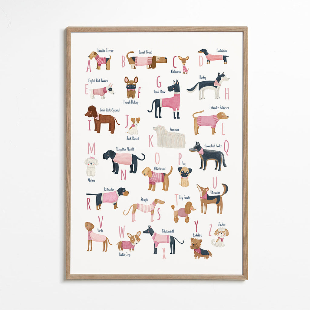Abecedario con perros (rosa)