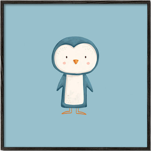 Artwork penguin illustration on blue background