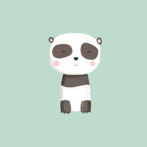 Cute panda children's print on mint background
