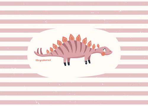 Kids print Stegosaurus on pastel stripes