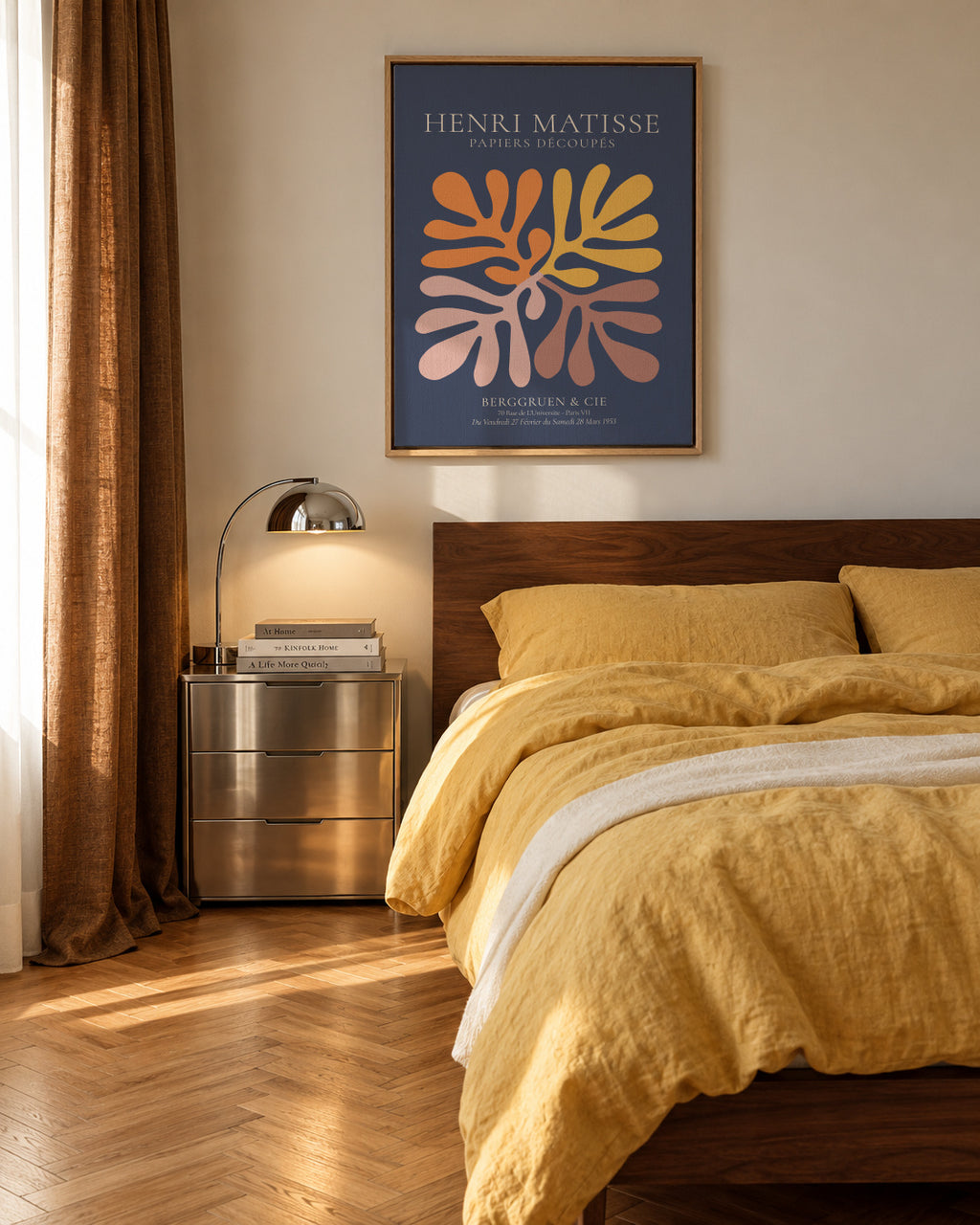 Henri Matisse NAVY papiers découpés I - Framed canvas in an interior