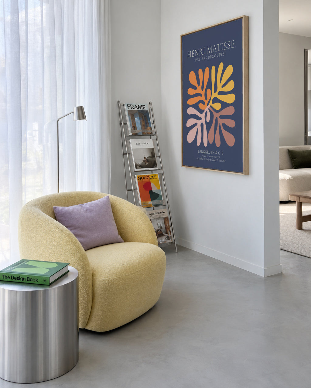 Henri Matisse NAVY papiers découpés I - Framed canvas in an interior