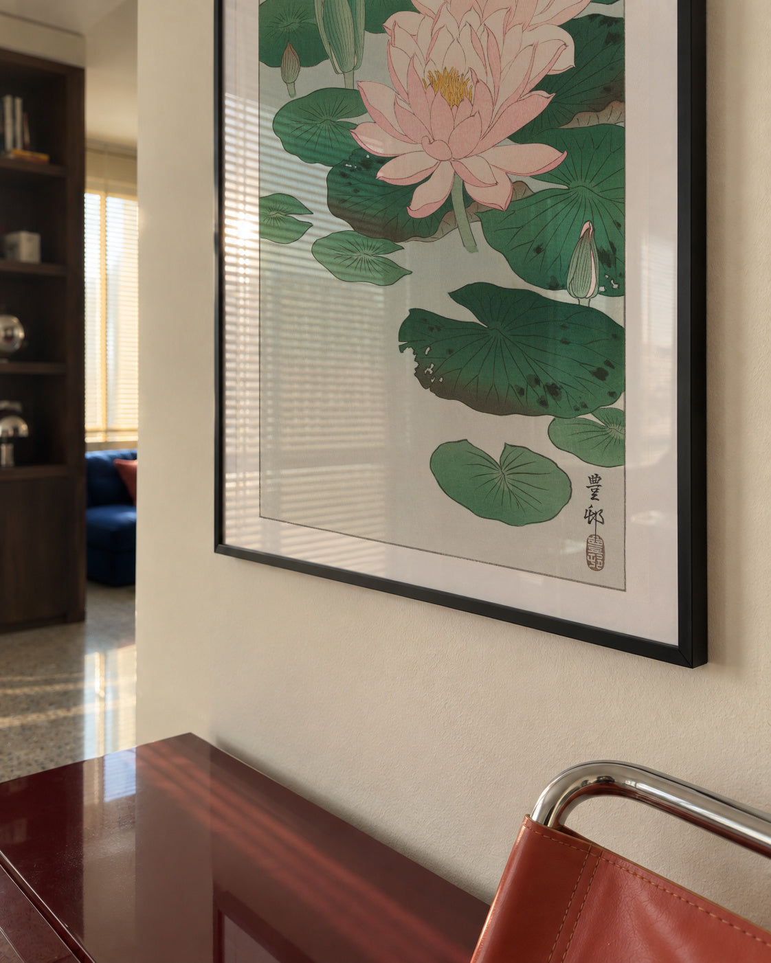 Ohara Koson Water Lily - Framed poster in an interior