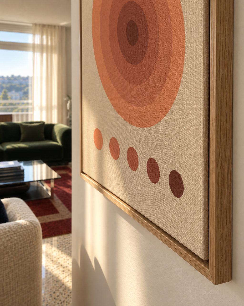 Bauhaus circles - Framed canvas detail