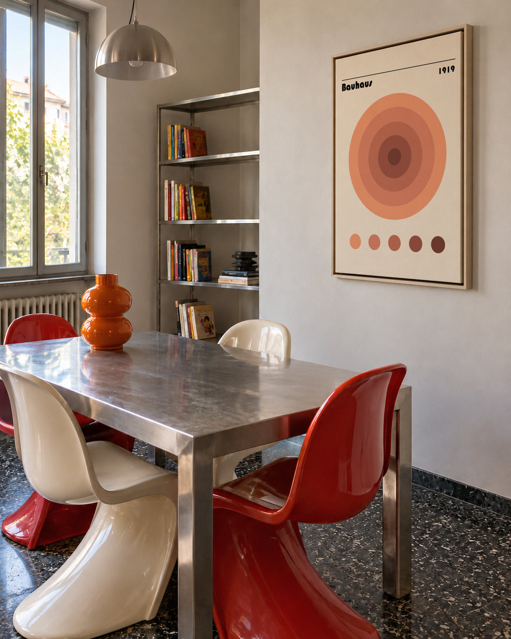 Bauhaus circles - Framed canvas in an interior