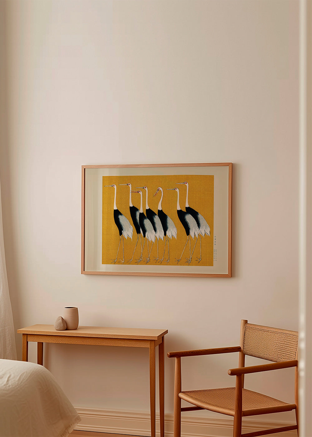 Japanese red-crowned crane vintage illustration