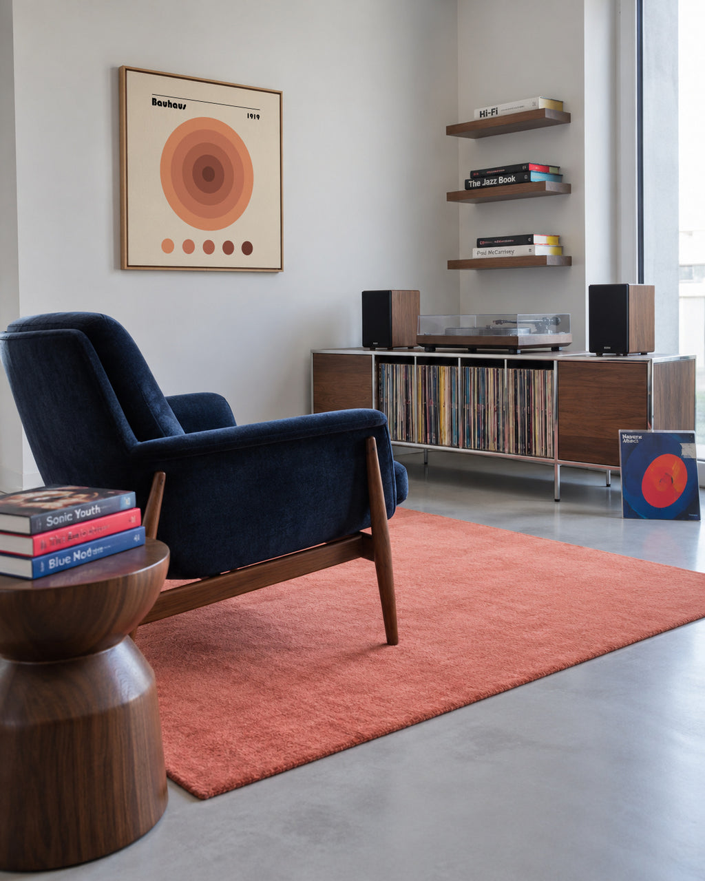 Bauhaus circles II - Framed canvas in an interior
